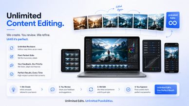 Unlimited content editing across devices with easy revisions and expert quality.