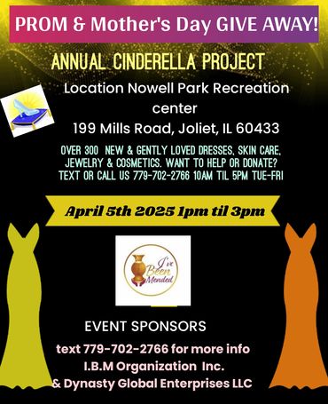 Annual Cinderella Project Dress Give Away
Don't miss it! Free skin care and makeup and jewelry.
Ra