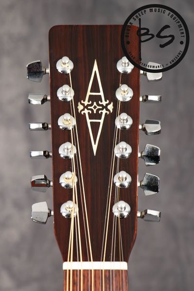 Headstock of a 1984 Alvarez 5012 12-string guitar
