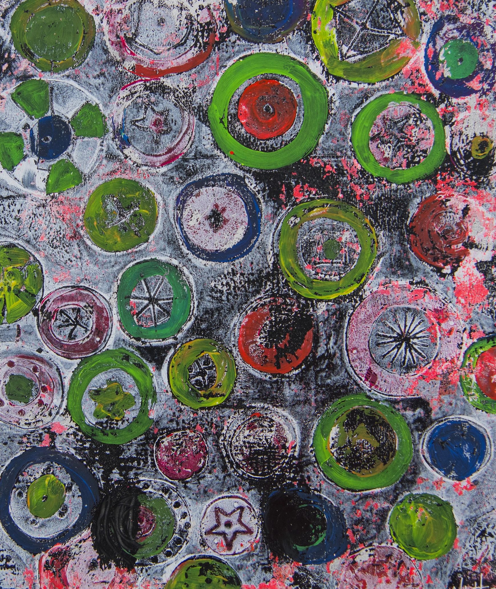 Monotype with multiple colored circles