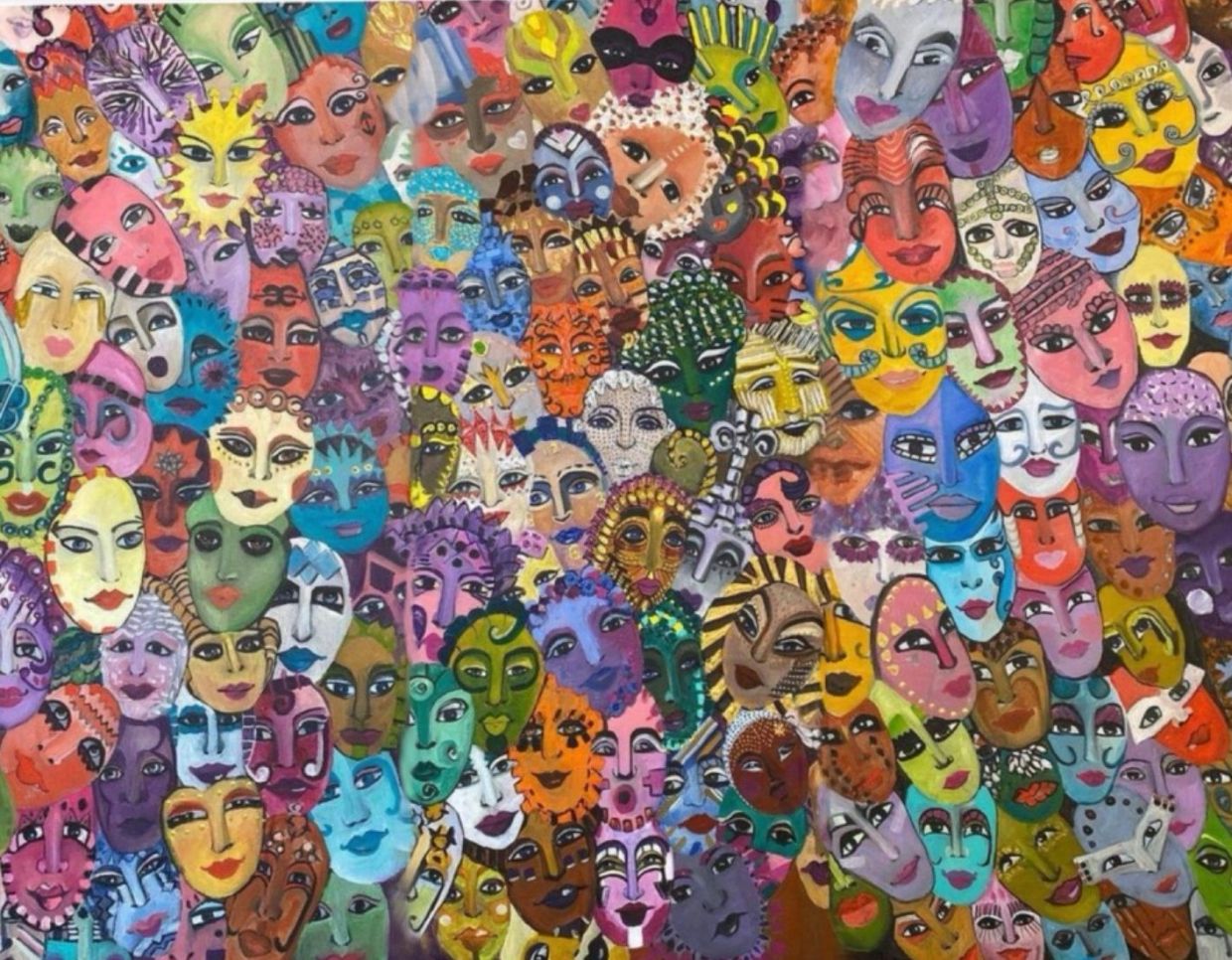 Colorful abstract faces collage.