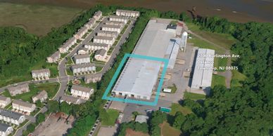 Aerial view of 2700 Burlington Ave industrial property in Delanco Township, NJ.