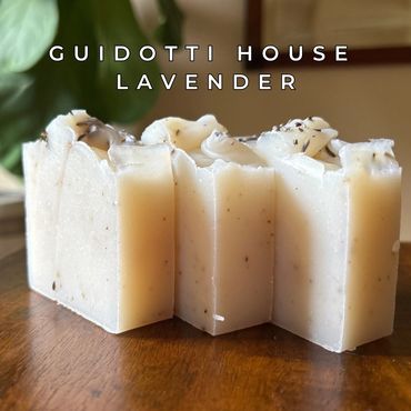 Creamy soap with specks of local lavender