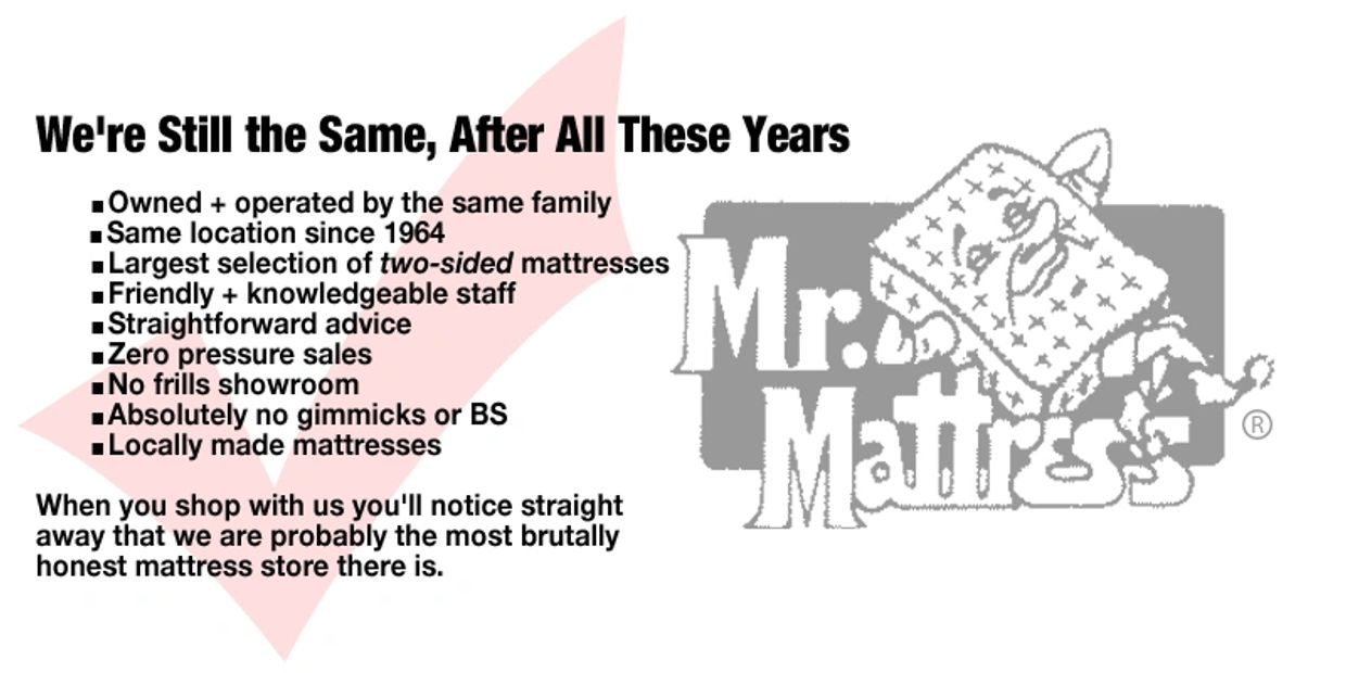 Mr. Mattress is Vancouver's oldest, original mattress store.  Why you should buy a mattress from us.