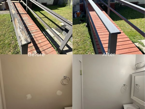 Before and after home repair and painting.