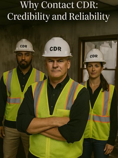 CDR command team in safety vests and helmets showcasing professionalism and reliability.