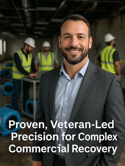 James directing CDR recovery crews during large-scale commercial water damage restoration.