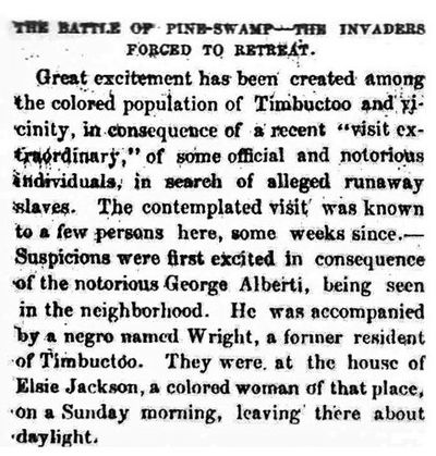 Timbuctoo|The Battle of Pine Swamp|Resistance to slavery|Fight against slavery|