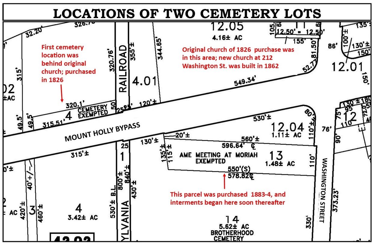 Mount Moriah Cemetery, Hainsport, New Jersey, 
Mount Moriah Cemetery, Mount Holly, New Jersey.