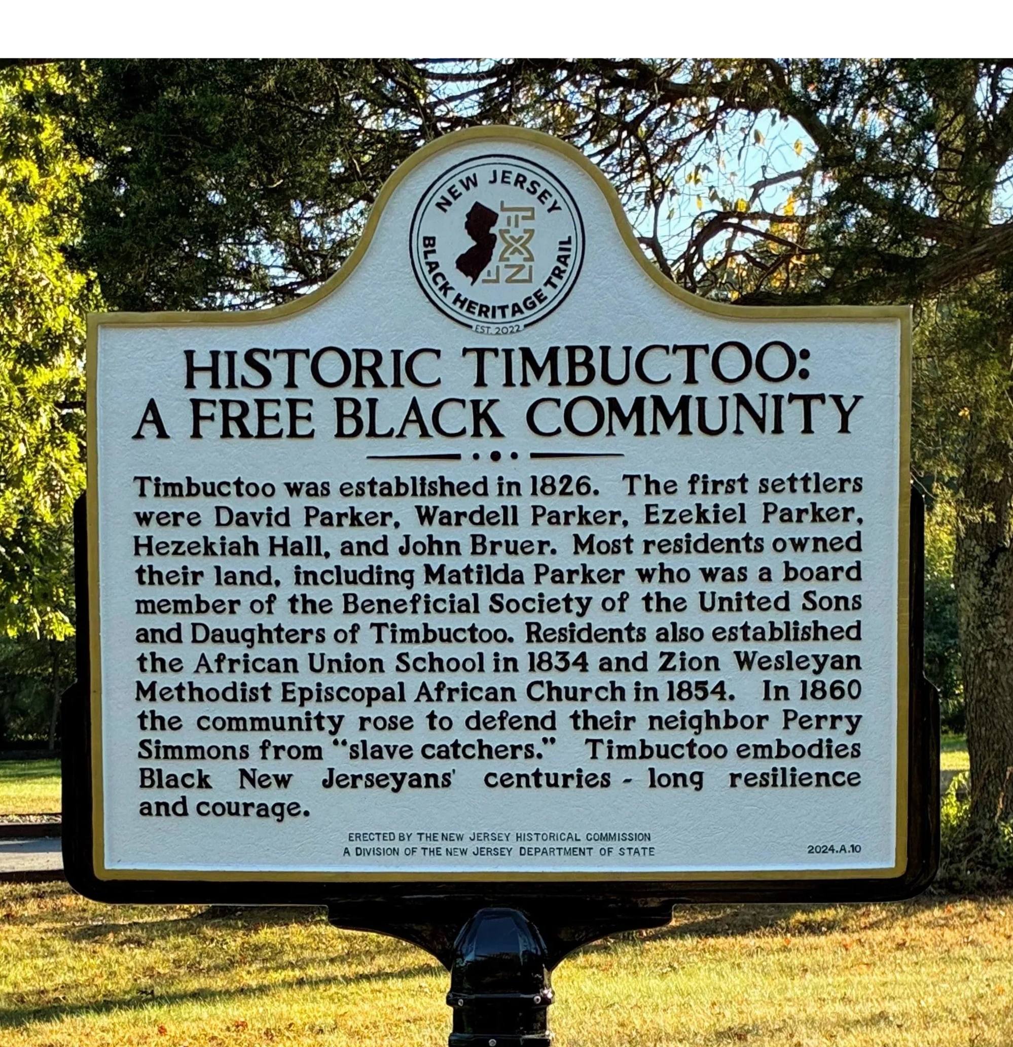 Timbuctoo Historic Site|Timbuctoo Historical Society| Timbuctoo history sign