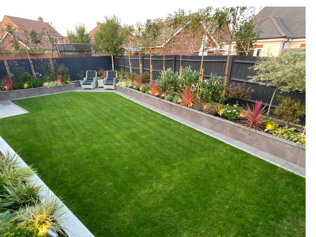 New Build Total Garden Re-Model
Large Raised Beds & Pleached Trees for Privacy
Italian Porcelain