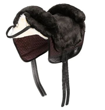 Black fur-lined trapper hat with ear flaps.