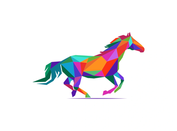 Colorful polygonal horse illustration.