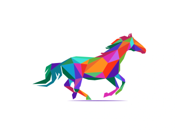 Colorful polygonal horse illustration.