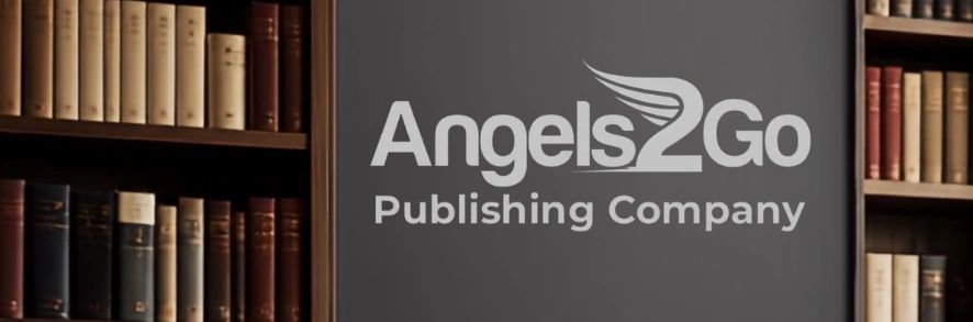 Logo of Angels2Go Publishing Company on a wall.