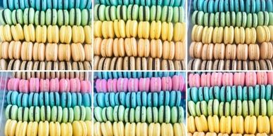 Vibrant macarons in a captivating rainbow color pattern, a delightful treat 4 the eyes & taste buds