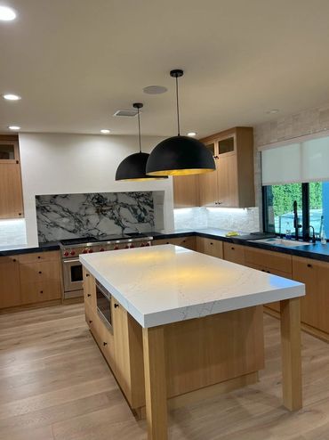 Afer the installation of a new Marble Kitchen Countertop