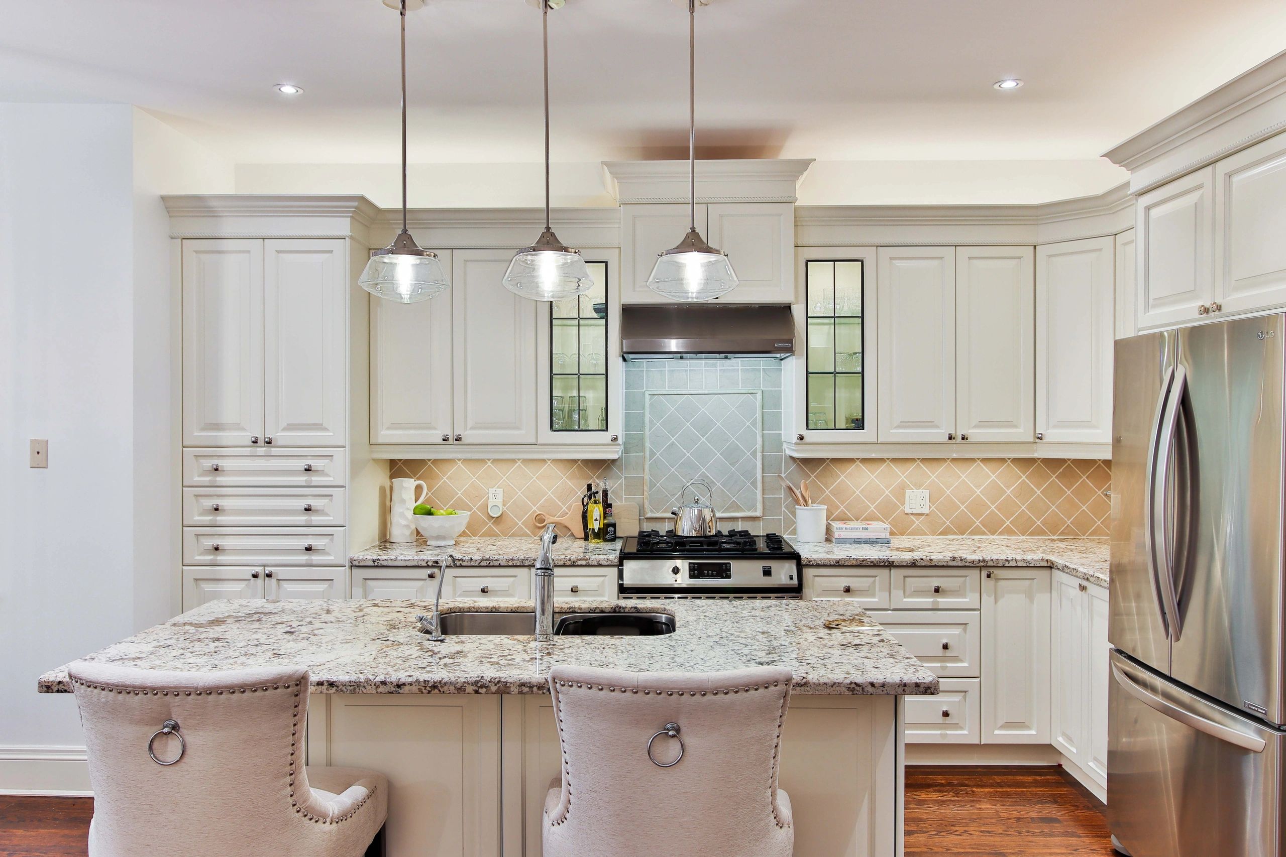 custom kitchen with granite countertops