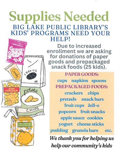 The Big Lake Public Library's Kids' Programs Need Your Help!