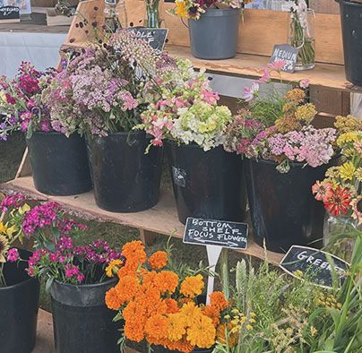 buckets of cut flowers for selve service DIY bouquets
