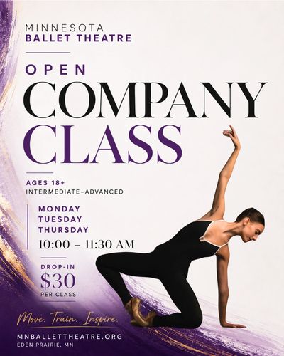 Minnesota Ballet Theatre open company class flyer with dancer.