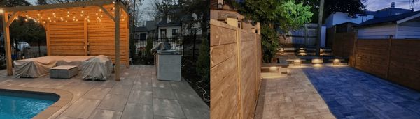 Outdoor Lighting, interlocking, front yard, backyard, pool deck interlocking, stone stairs