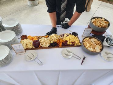 Charcuterie table with cheeses and assorted meats