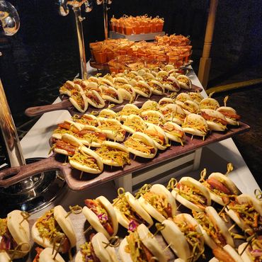 Bao bun station and tomato soup shooters