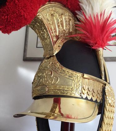 Brass work of the 1812 Cavalry helmet as featured in the Battle of Waterloo