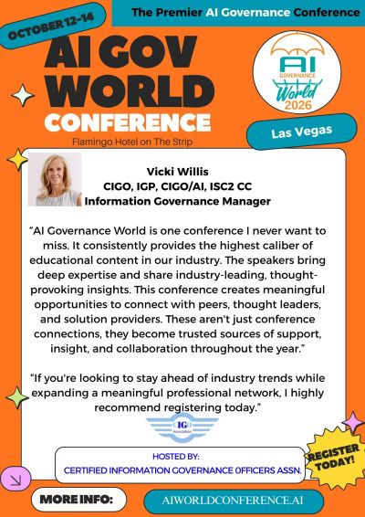 Promotional flyer for AI Governance World Conference 2026 in Las Vegas.