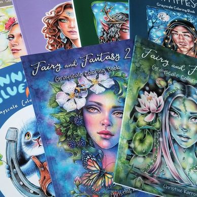 Coloring books whimsical fairy fantasy traditional art illustration by Christine Karron
