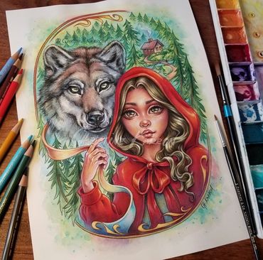 Fantasy, faeries, elves, mythology, watercolor and colored pencil illustration by Christine Karron