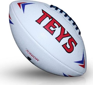 White junior TEYS football with red and blue accents.