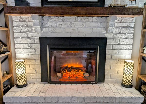 Set precise color and brightness of accent lighting. Electric fireplace activated by voice routine.
