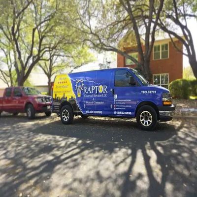 Professional electrical service vehicle from Raptor Electric ready for dispatch in Austin.