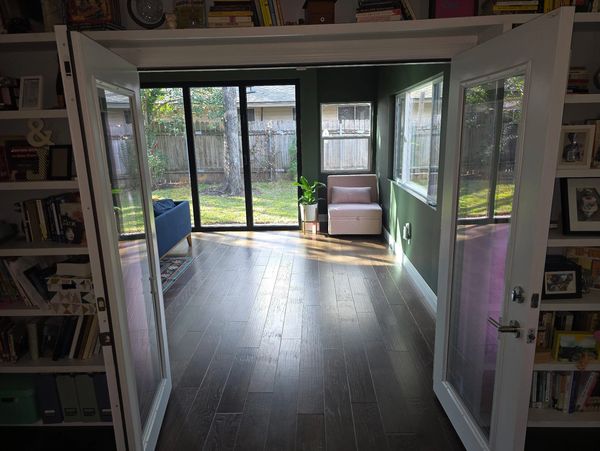 Luxury residential remodeling project in Austin highlighting premium hardwood floors and open-concep