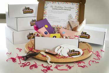Custom birthday gift box designed to create a memorable birthday countdown experience.