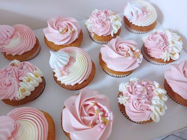 pink 1st  birthday cupcakes