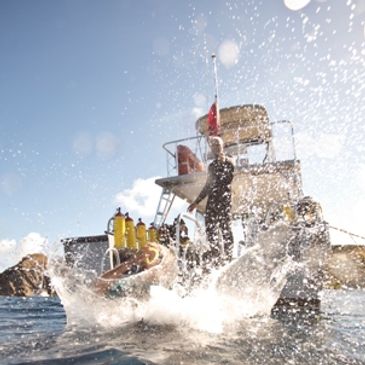 Scuba diving of the boat
