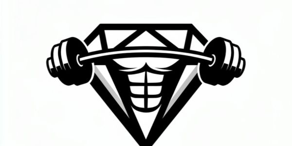 Diamond shape with muscular torso lifting a barbell.