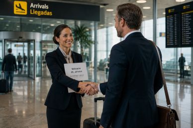 Executive airport meet and greet service in Madrid, Spain.