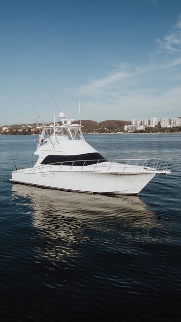 Our beautiful Cabo Yacht 43 Flybridge. Proven one of the best battlewagons on the water.