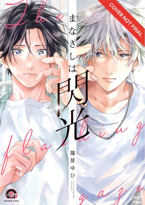 Two young men with intense gazes on a manga cover, styled in delicate, detailed art.