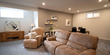 Airdrie Coopers Crossing Basement Development - framing, drywall, carpet, paint, electrical