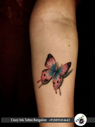 3D Butterfly Tattoo Design | Colourful Butterfly Tattoo Design