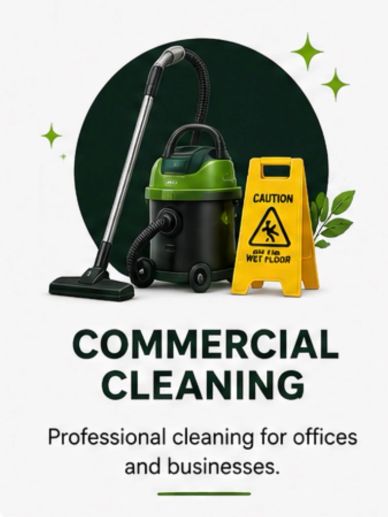 Commercial cleaning services for offices and businesses.