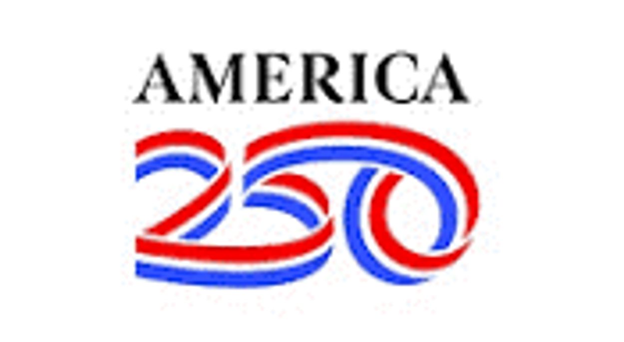 America 250 logo in red and blue.