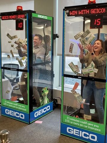 Rent money grab, cash cube, money machine, wind machine, cash grab machine from Castle Party Chicago