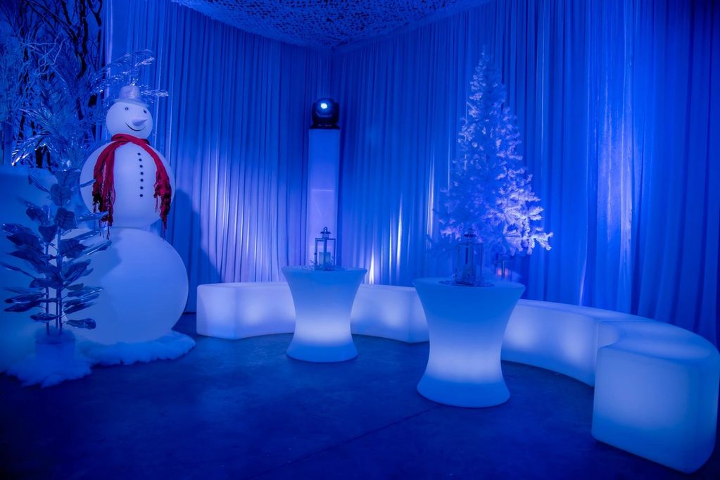 LED Light Up Furniture Rentals in Chicago, IL - Snowman, Curved Benches, Cocktail Tables