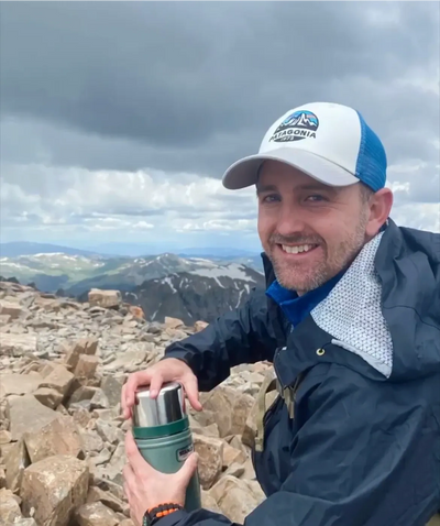 Getting ready to enjoy some well-deserved french press coffee after scaling a very diffucult 14er!